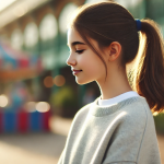 Teen with her hair in a pony tail